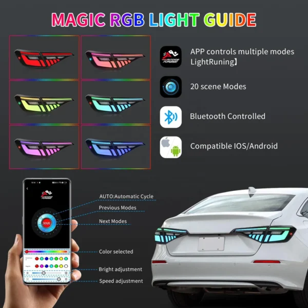 RGB Tail Lights for 11th Gen Honda Civic Sedan - Image 6